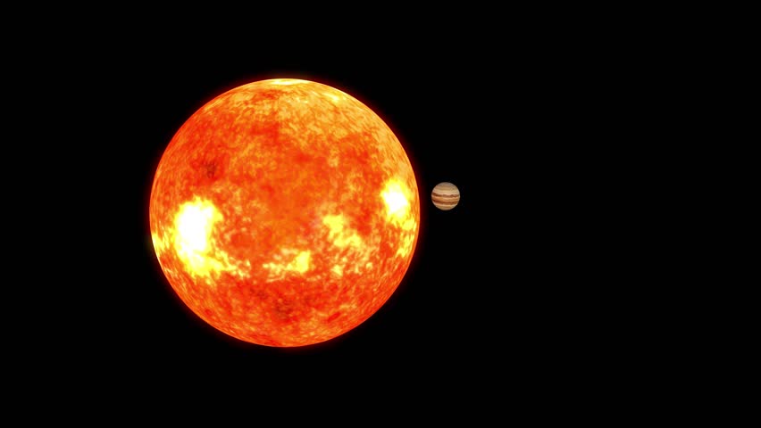 Comparison of the Sun and Jupiter. 3d Animation work.