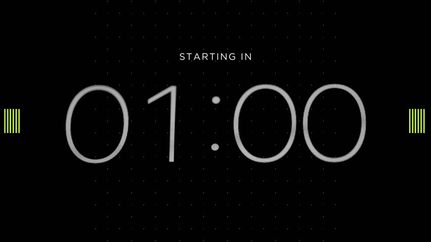 Clean and minimal 1-minute countdown timer video designed for workouts, presentations, classroom activities, live streams, productivity sessions, and digital content. Ideal for YouTube, social media, apps, fitness training, meditation, and professional timing visuals.