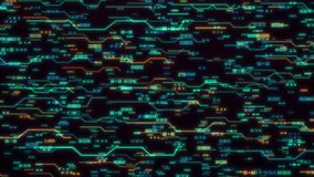 Abstract Digital Data Flow Seamless Loop Of Glowing Binary Code On Cybernetic Circuit Board Pathways, Futuristic Technology Network Background, Digital Data Flow Abstract Circuit Board With Glowing Bi - Powered by Shutterstock - Get 15% off with code: PIKWIZARD15