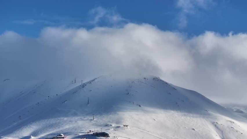 Ilgaz Mountain Ski Center in the Winter Season Drone Video, Ilgaz Mountain National Park Timelaps Video,  Cankiri-Kastamonu, Turkiye (Turkey)