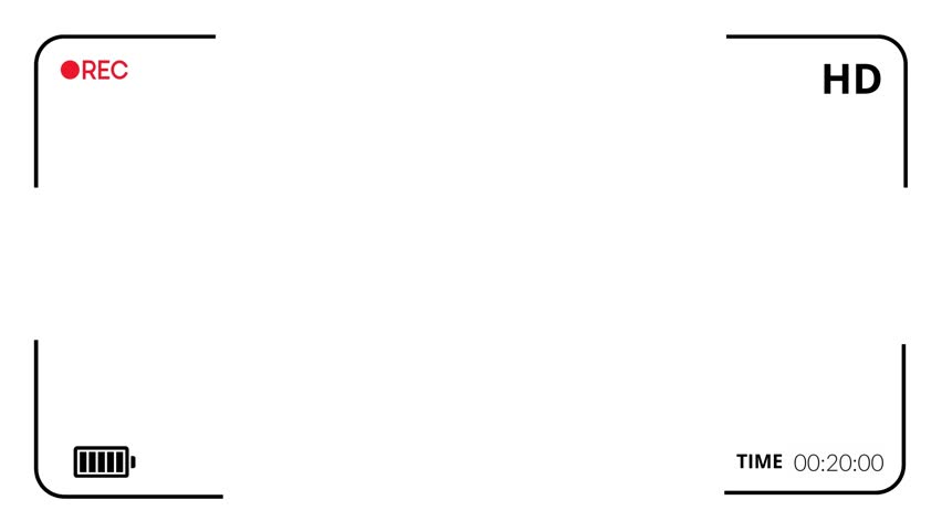 A sleek digital camcorder recording overlay. This interface features essential elements like HD status, battery level, and recording time, ideal for video projects.