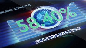 Electric vehicle charger terminal displaying supercharge progress percentage - Powered by Shutterstock - Get 15% off with code: PIKWIZARD15