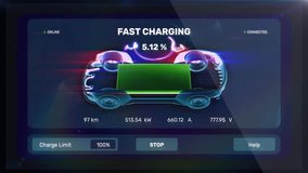 Electric vehicle charger interface featuring fast-charging progress bar - Powered by Shutterstock - Get 15% off with code: PIKWIZARD15