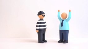 A thief robbed an office worker. A scammer defrauds a businessman. Extortion and blackmail in the corporate sphere. Risk management, cybersecurity, and business protection - Powered by Shutterstock - Get 15% off with code: PIKWIZARD15