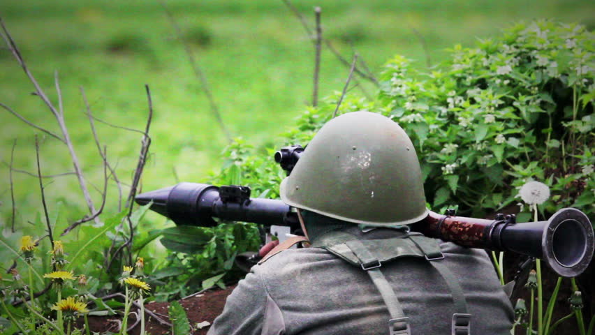 Soldier in cover with RPG7 Anti tank gun