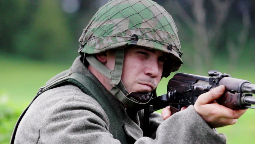 Soldier aiming with AK-47