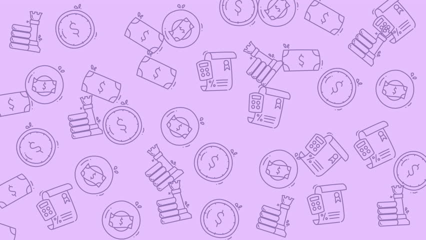 Financial pattern with money icons in outline form, ideal for backgrounds, financial presentations, or business websites adding a modern touch.