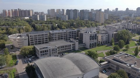 Orbiting Drone Move above Mgimo Campus Buildings