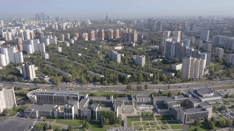 Backward Rising Drone Flight over Mgimo Campus