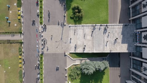Vertical Drone Takeoff over Mgimo Main Entrance