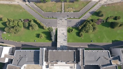 Cinematic Drone Reveal Flying Backward above University