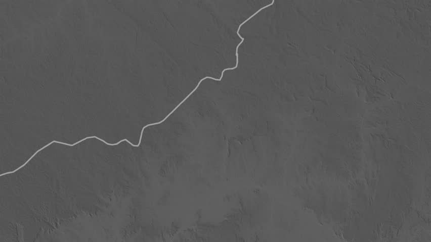 Kemo - prefecture of Central African Republic, extruded. Grayscale map