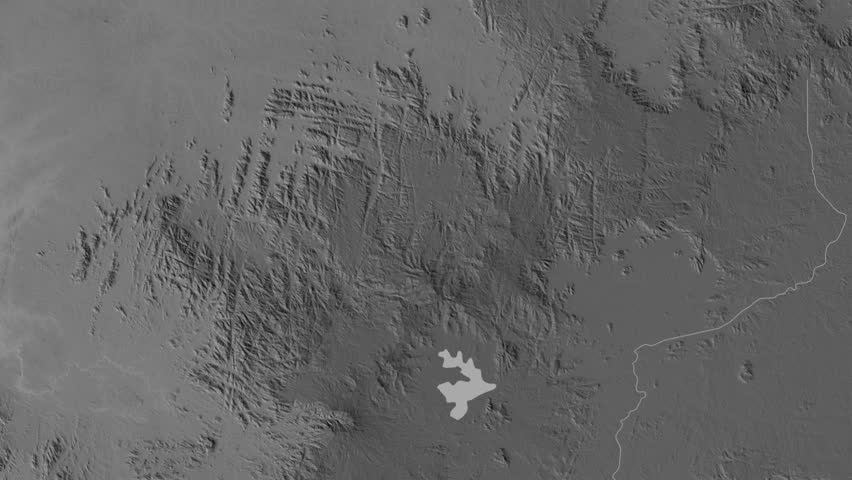 Nord-Ouest - region of Cameroon, extruded. Grayscale map