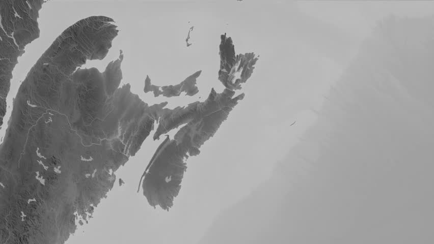 Nova Scotia - province of Canada, extruded. Grayscale map
