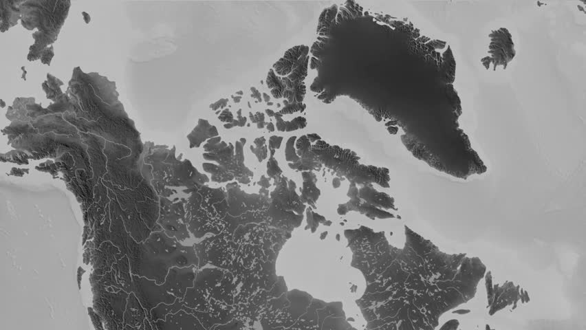 Nunavut - territory of Canada, extruded. Grayscale map