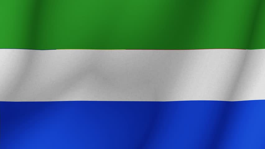 The flag the Republic of Sierra Leone. The evolving national flag the Sierra Leone in 3d format. 1080p HD animation for presentation