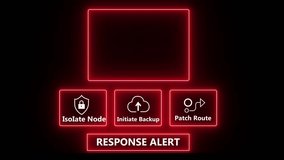 System Failure response notification on digital interface in data center server room with isolate node initiate backup patch route options. glowing neon lights cybersecurity hacking Warning - Powered by Shutterstock - Get 15% off with code: PIKWIZARD15