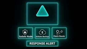 Al Threat Detected response notification on digital interface in data center server room with isolate node initiate backup patch route options. glowing neon lights cybersecurity hacking warning - Powered by Shutterstock - Get 15% off with code: PIKWIZARD15