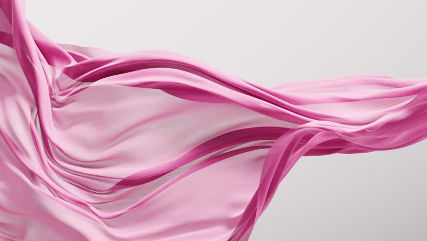 Flowing pink wave cloth background, 3d rendering. Motion graphic.