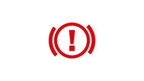 Vertical video. Flashing Red Exclamation Mark Inside a Circle Indicates a Critical Brake System Warning, Requiring Immediate Action on white background. - Powered by Shutterstock - Get 15% off with code: PIKWIZARD15