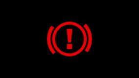 Vertical video. Flashing Red Exclamation Mark Inside a Circle Indicates a Critical Brake System Warning, Requiring Immediate Action. - Powered by Shutterstock - Get 15% off with code: PIKWIZARD15
