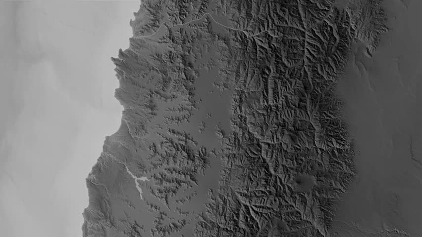 Region Metropolitana de Santiago - region of Chile, extruded. Grayscale map