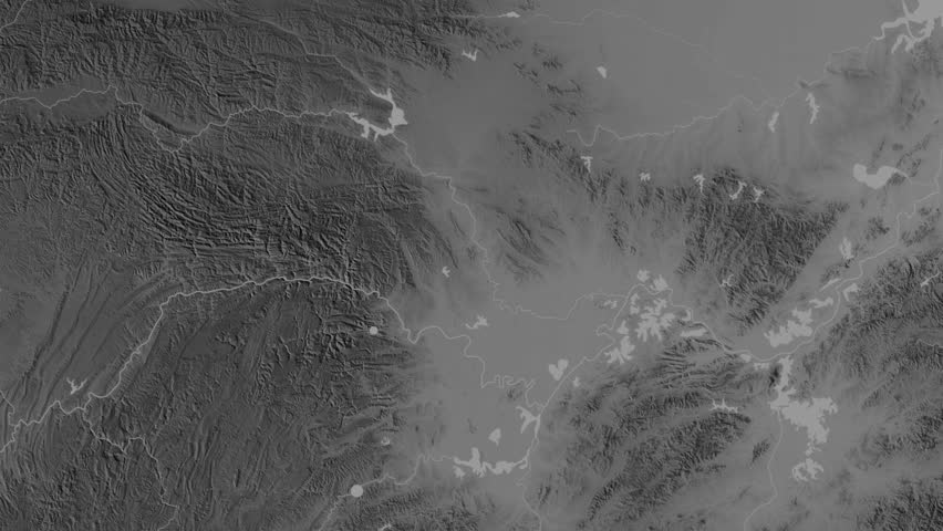 Hubei - province of China, extruded. Grayscale map