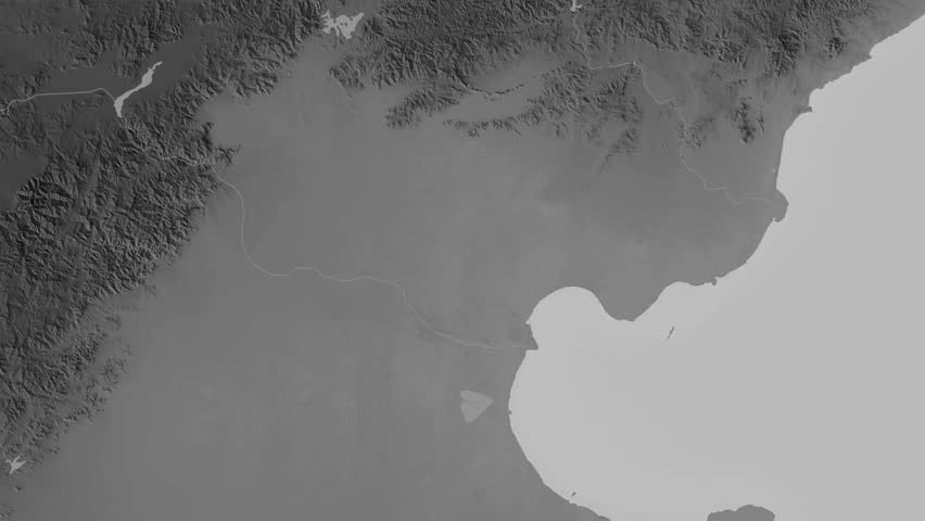 Tianjin - municipality of China, extruded. Grayscale map