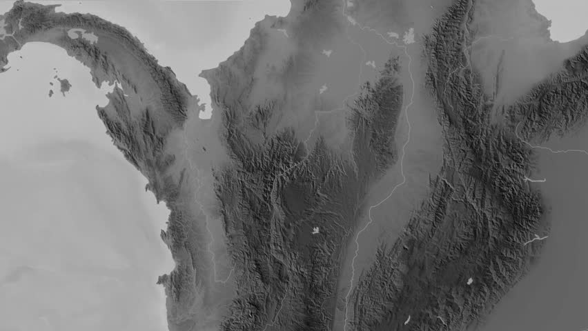 Antioquia - department of Colombia, extruded. Grayscale map