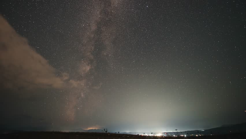 night sky over the sea, time-lapse