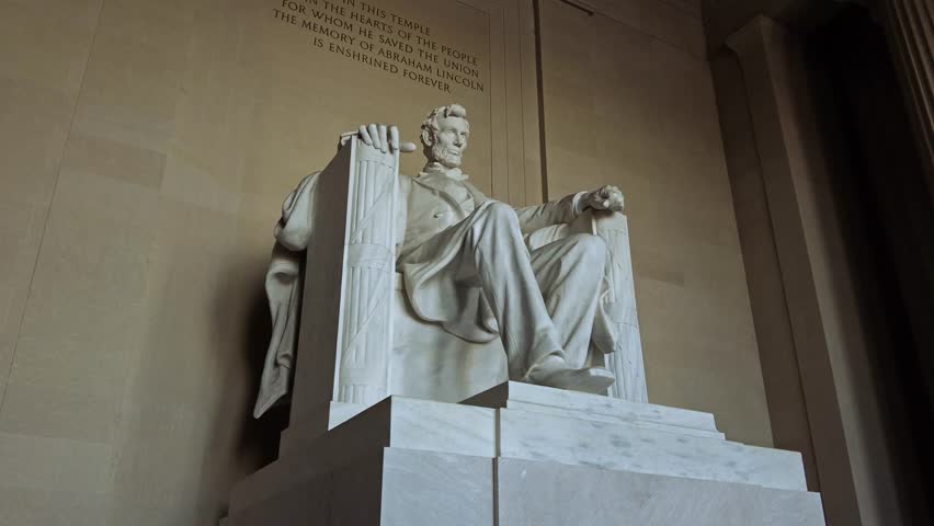 Lincoln statue in Lincoln memorial closeup in Washington DC