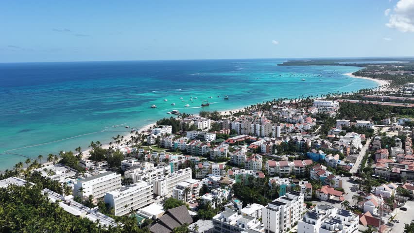 Bavaro Skyline In Punta Cana La Altagracia Dominican Republic. Modern City Center With Skyscrapers Reflecting The Urban Life. Holiday Skyline Leisure Stunning. Holiday Sea. Punta Cana La Altagracia.