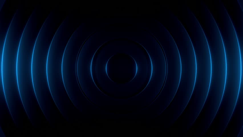 Looping 3D animation of glowing blue rings pulsing outward with a smooth futuristic aesthetic.
