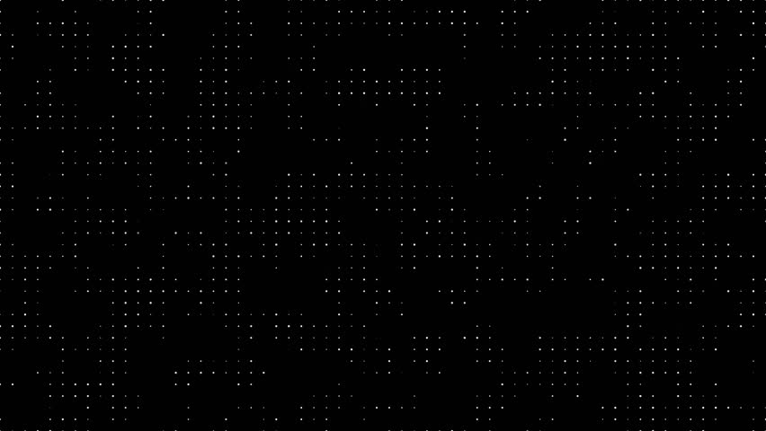 Seamless looping background of abstract white halftone dotted grid motion in a retro flat monochrome style, suitable for infographics, technology, or presentation concept