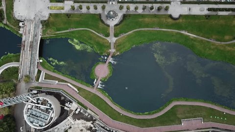 Sideways Drone Glide above River Top