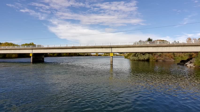 drone clip of Bridge over the snake river in Idaho