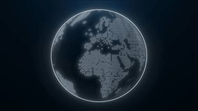 Digital globe animation made of glowing dots, rotating Earth map symbolizing global technology, data networks, communication and worldwide connectivity. - Powered by Shutterstock - Get 15% off with code: PIKWIZARD15