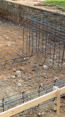 Seamless looping before-and-after of swimming pool construction, transitioning from rebar structure to a finished backyard pool with stonework, flowing water, and landscaping. Ideal for construction progress, renovation timelines, home improvement marketing, real estate, and contractor portfolios. Clean camera angle and smooth reveal allow text overlays and branding.