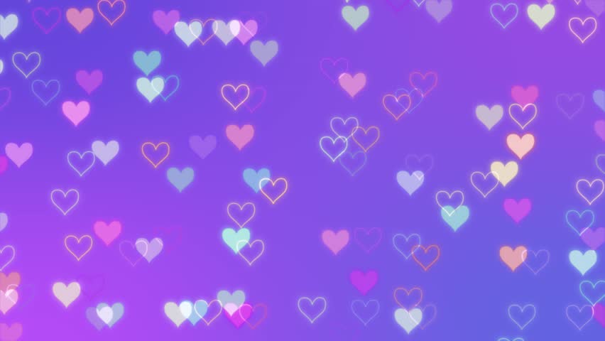  Vibrant Floating Hearts Animation On Purple Gradient - Romantic Bokeh Background Loop For Valentine's Day, Love, And Celebrations,romantic Looping Background Of Colorful Glowing Hearts On A Soft