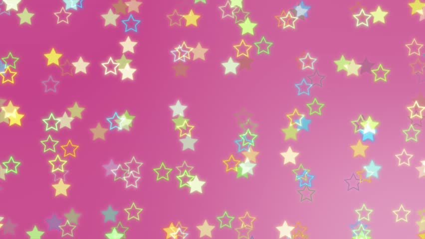 Vibrant Pink Background With Floating Colorful Star Bokeh Lights And Outlines Festive, Dreamy, And Playful Abstract Animation.dreamy Animated Stars On Pink Background Loop - Colorful Glowing Bokeh For