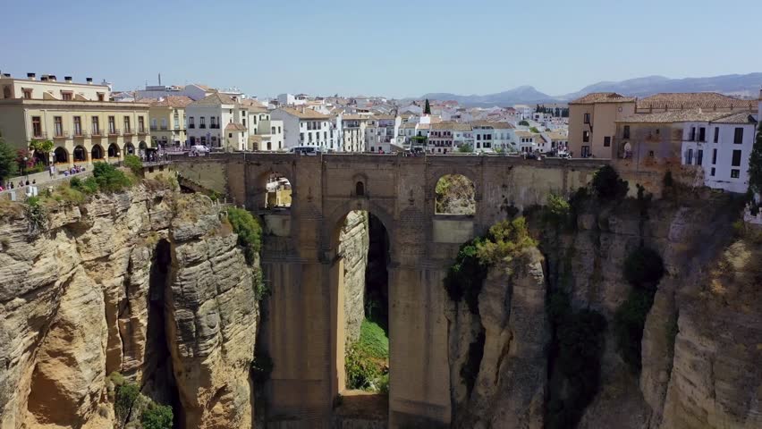 Famous Ronda bridge over deep gorge in Spain.