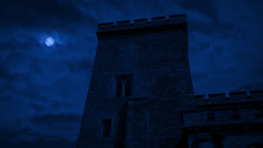 Dark Castle Turret With Moon Above