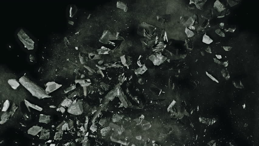 Super slow motion of collision of charcoal pieces. Filmed on high speed cinema camera, 1000 fps.