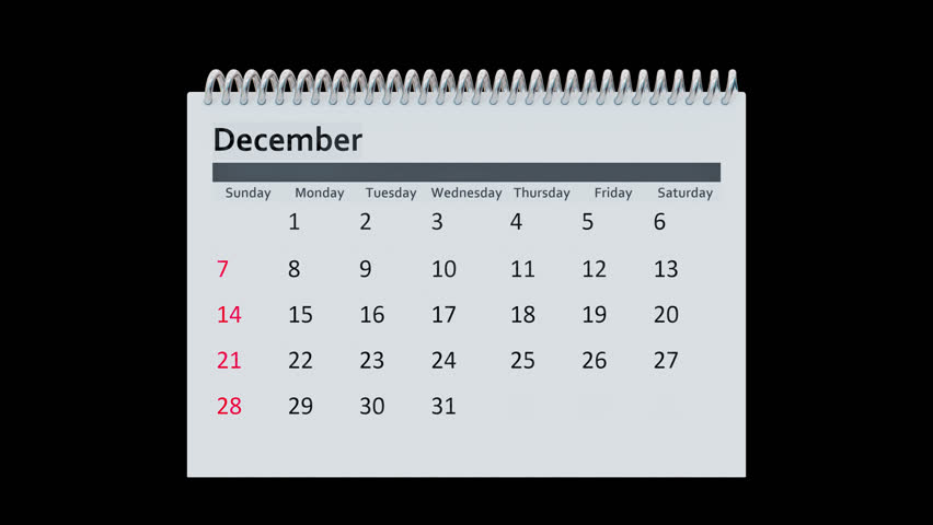 Universal desktop calendar with monthly pages turning rapidly. High-quality front view animation on transparent background for scheduling, planning, and deadline concepts.