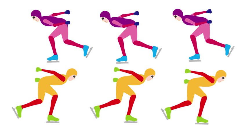 This is a video clip of a speed skating pursuit competition.