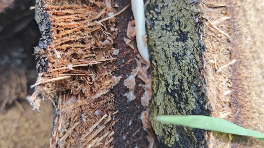 wild species Psathyrella corrugis that sprout out from the dead wood. 
