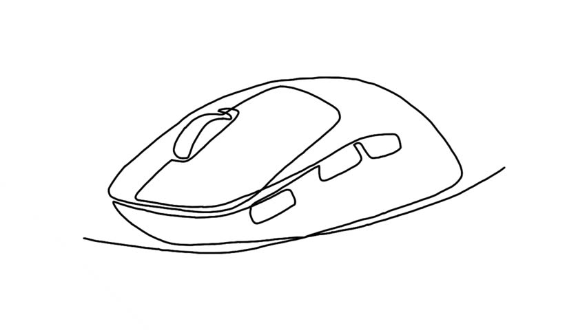 continuous line animation of computer mouse. Cursor tool for digital display