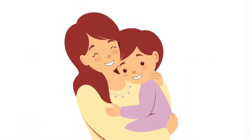 Mother’s Day Vector Illustration of Loving Mother and Child