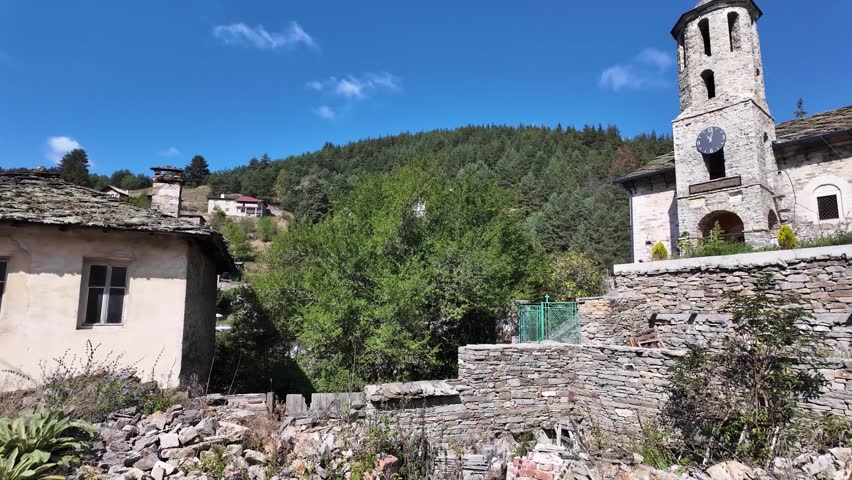Panorama of Village of Sitovo with Authentic nineteenth century houses, Plovdiv Region, Bulgaria