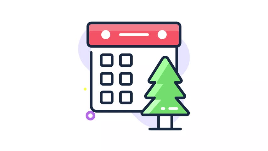 A flat outline style animated icon of christmas calendar with tree, premium vector